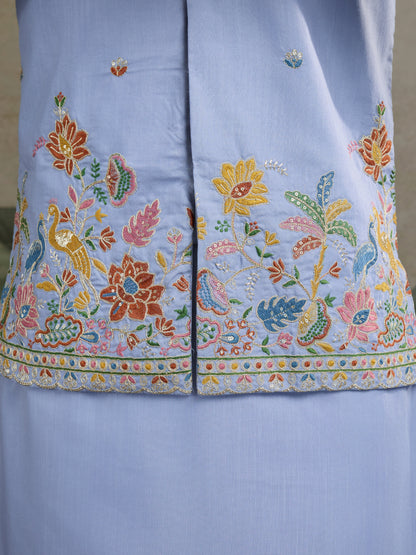 Elegant Light Blue Embroidered Kurta for Men