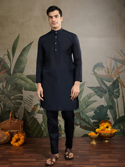Black Kurta with Embroidered Jacket