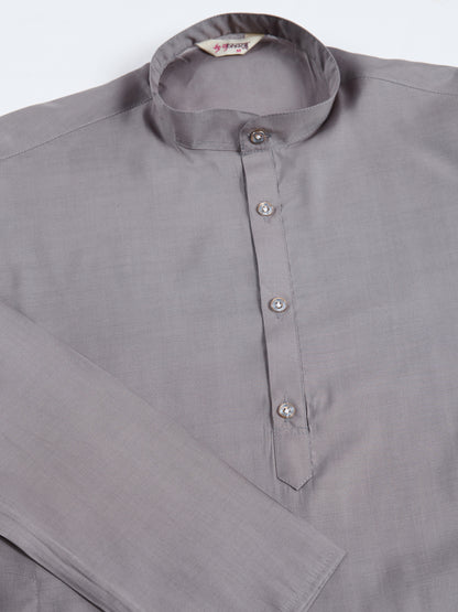 Elegant Grey Embroidered Nehru Jacket with Kurta
