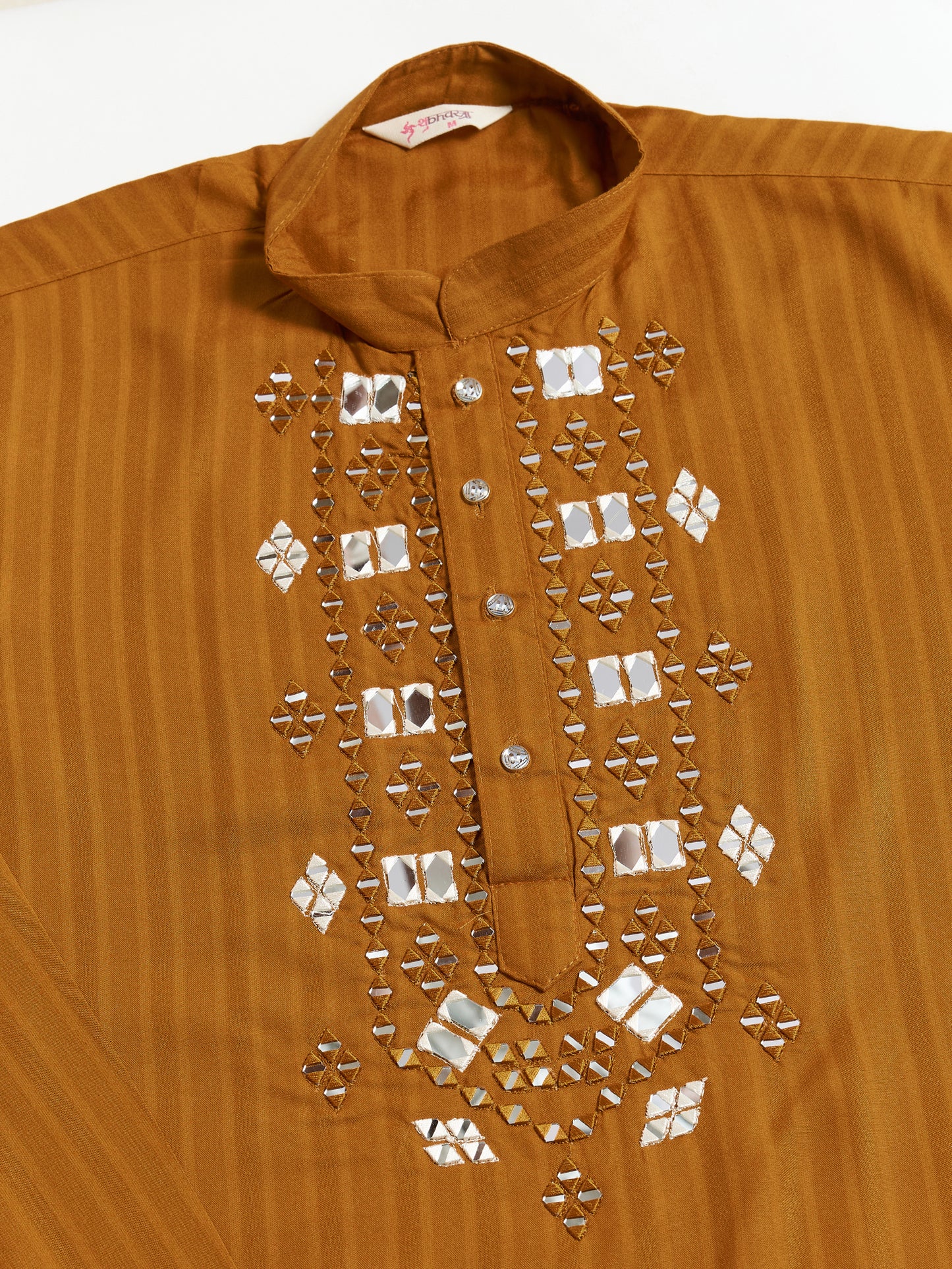 Mustard Viscose Kurta with Mirror Work | Men’s Festive & Ethnic Wear