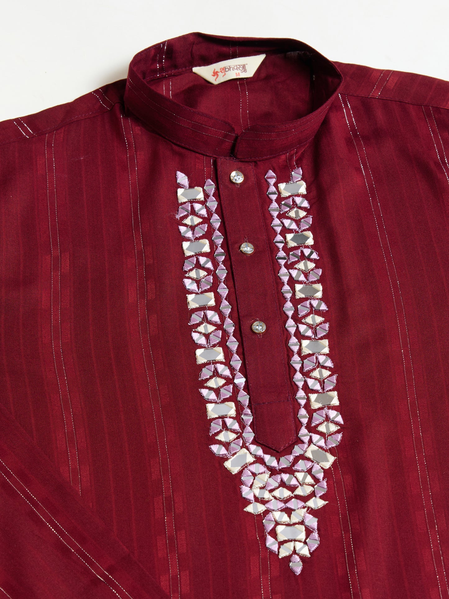 Classic Red Viscose Kurta with Mirror Work & Printed Dupatta