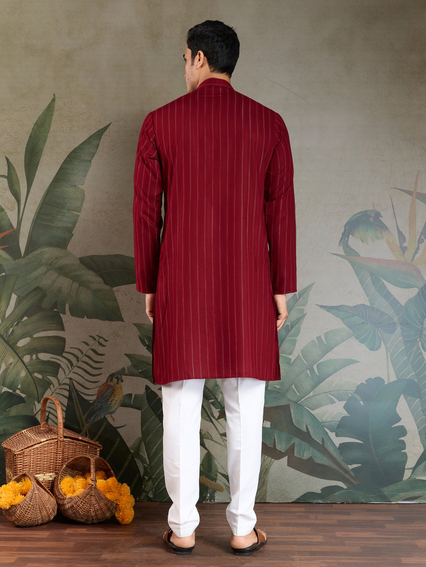 Classic Red Viscose Kurta with Mirror Work & Printed Dupatta