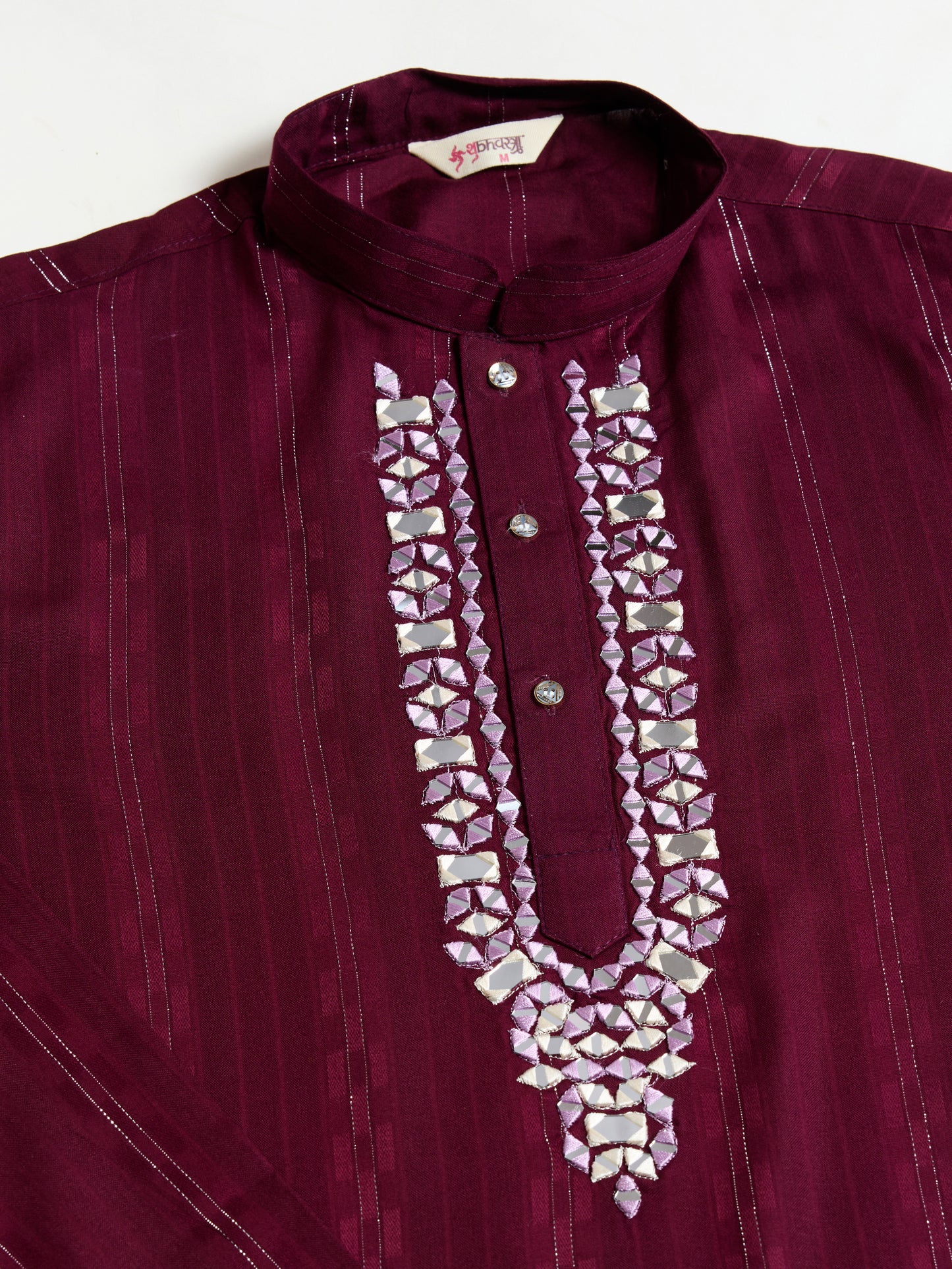 Royal Purple Viscose Kurta with Mirror Work & Printed Dupatta