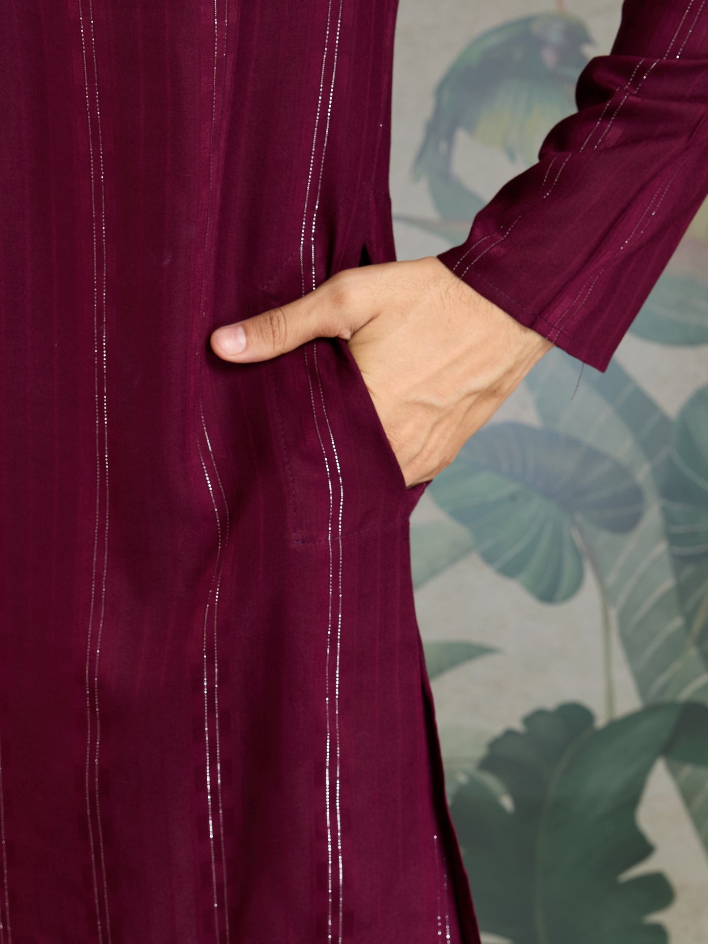 Royal Purple Viscose Kurta with Mirror Work & Printed Dupatta