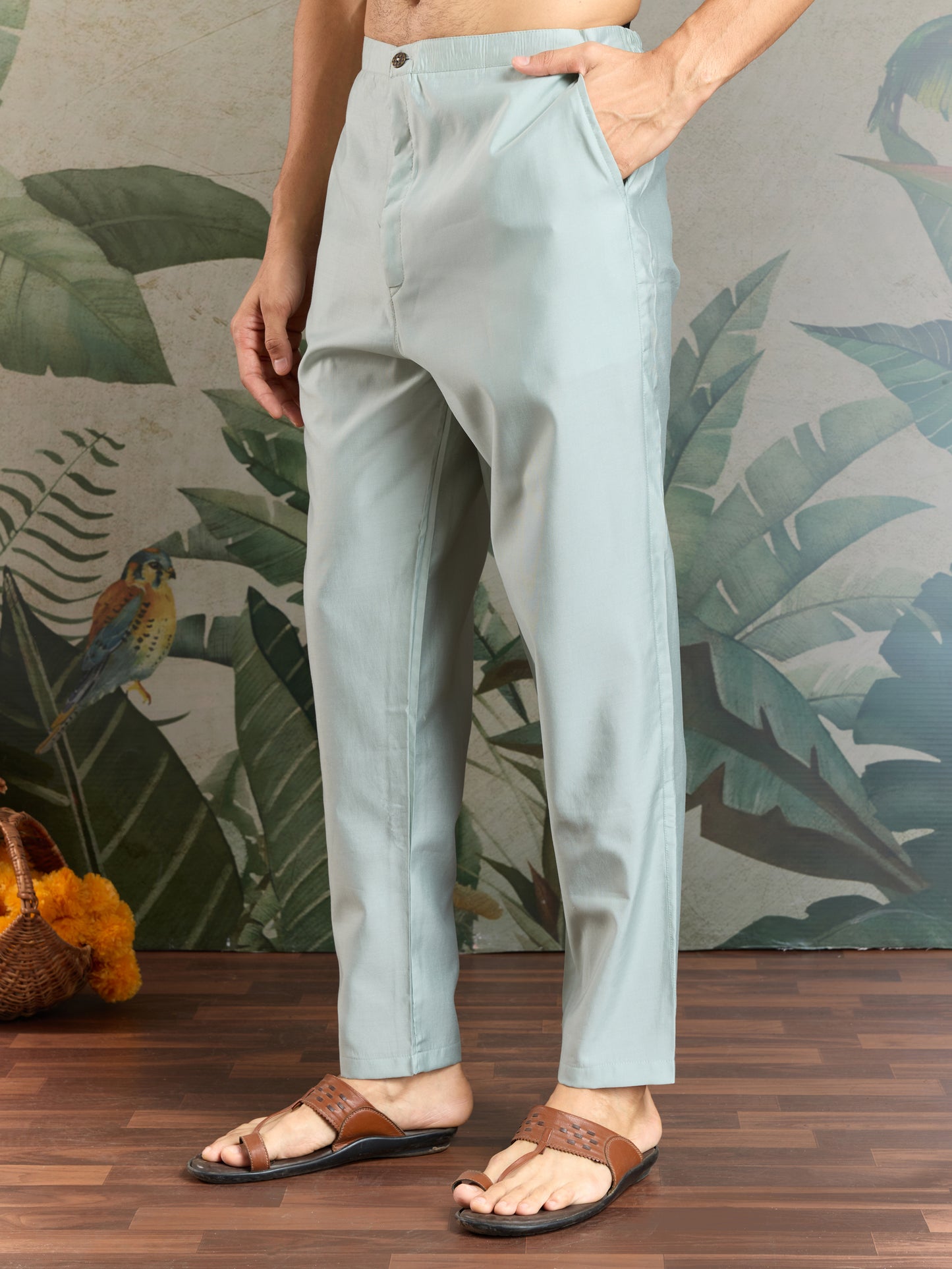 Pastel Mint Green Kurta with Multicolor Kashmiri-Inspired Embroidery