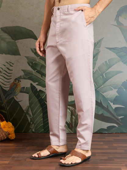 Blush Pink Men’s Kurta with Multicolor Kashmiri-Inspired Embroidery