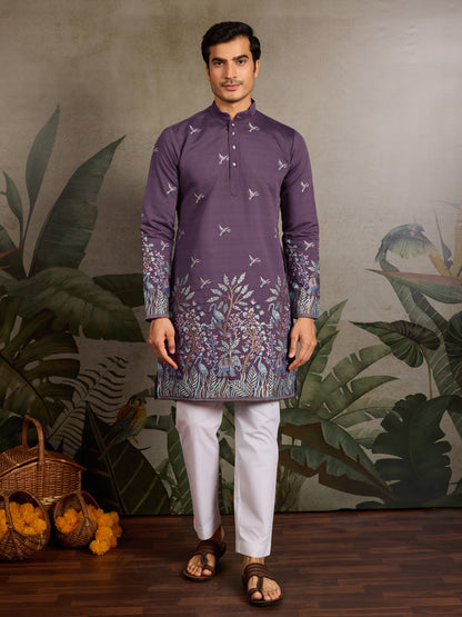 Regal Plum Kurta – Forest Whispers Edition