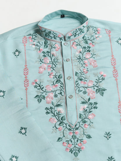 Embroidered Cotton Kurta with Floral Detailing