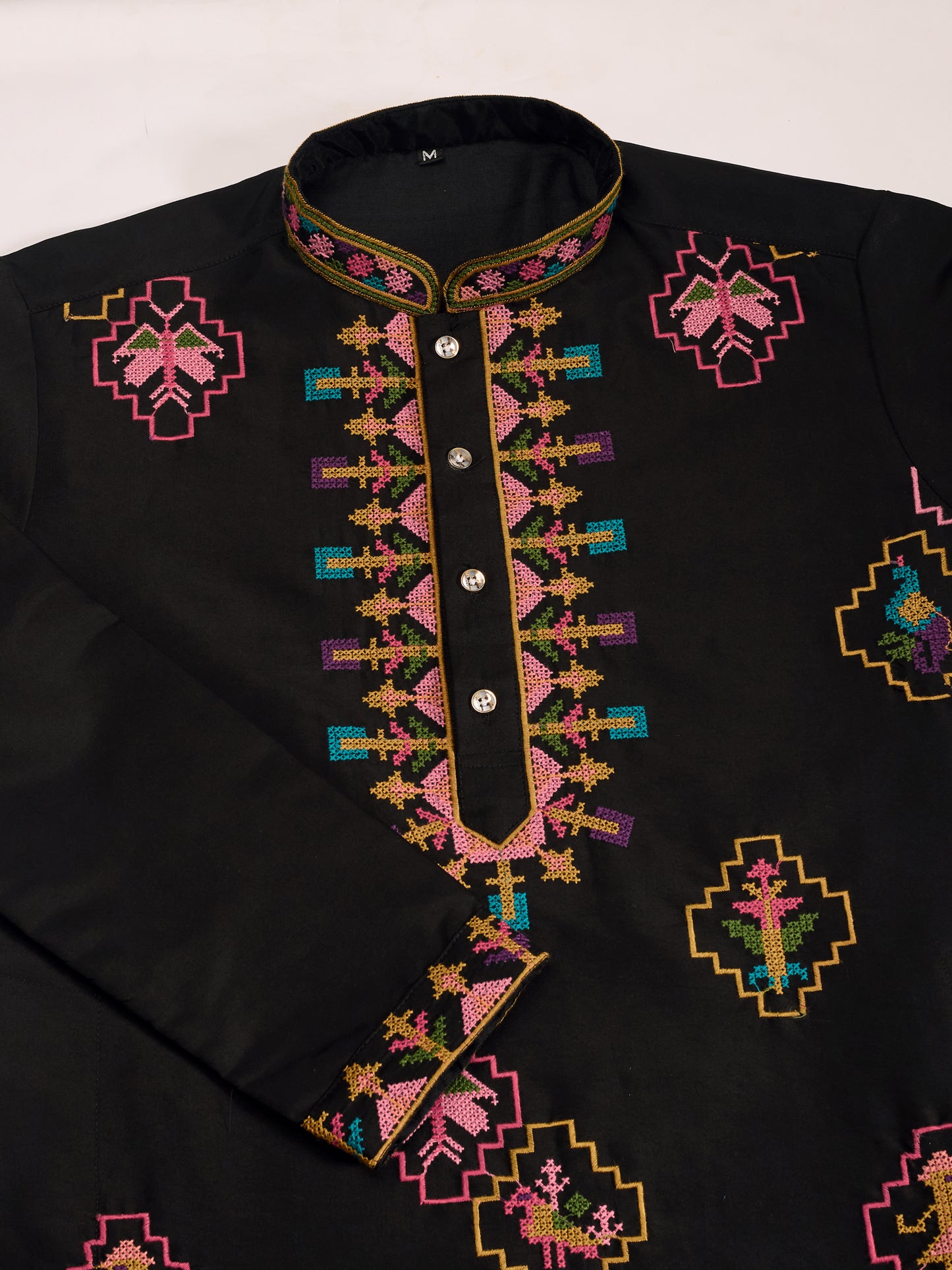 Black Embroidered Cotton Kurta for Men – Royal Festive & Party Wear