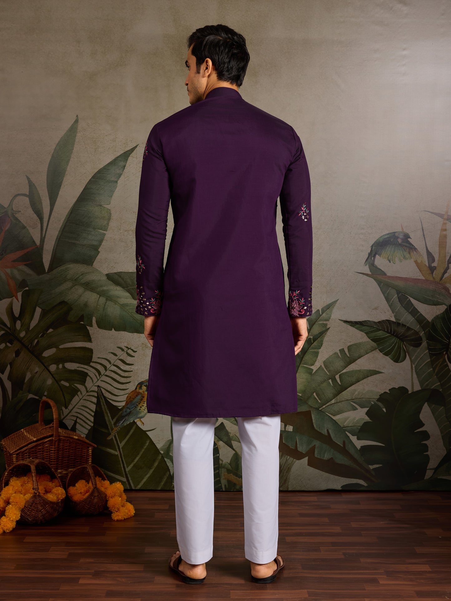 Royal Purple Embroidered Kurta for Men | Elegant Festive & Wedding Wear