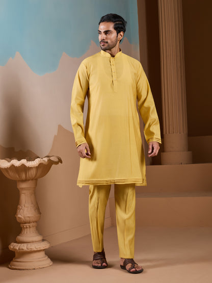 Golden Bloom Embroidered Kurta Set – Festive Luxury Wear for Men