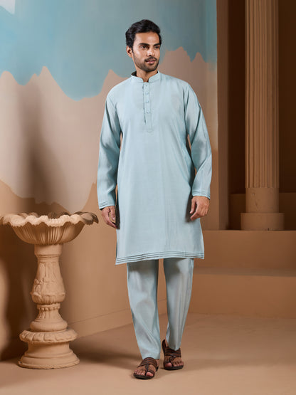 Pastel Breeze Embroidered Kurta Set – Premium Festive Wear for Men