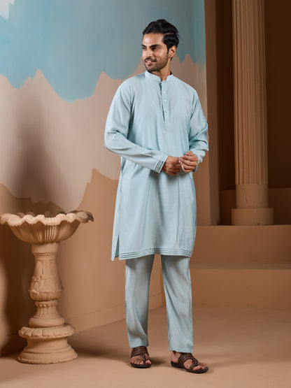 Pastel Breeze Embroidered Kurta Set – Premium Festive Wear for Men