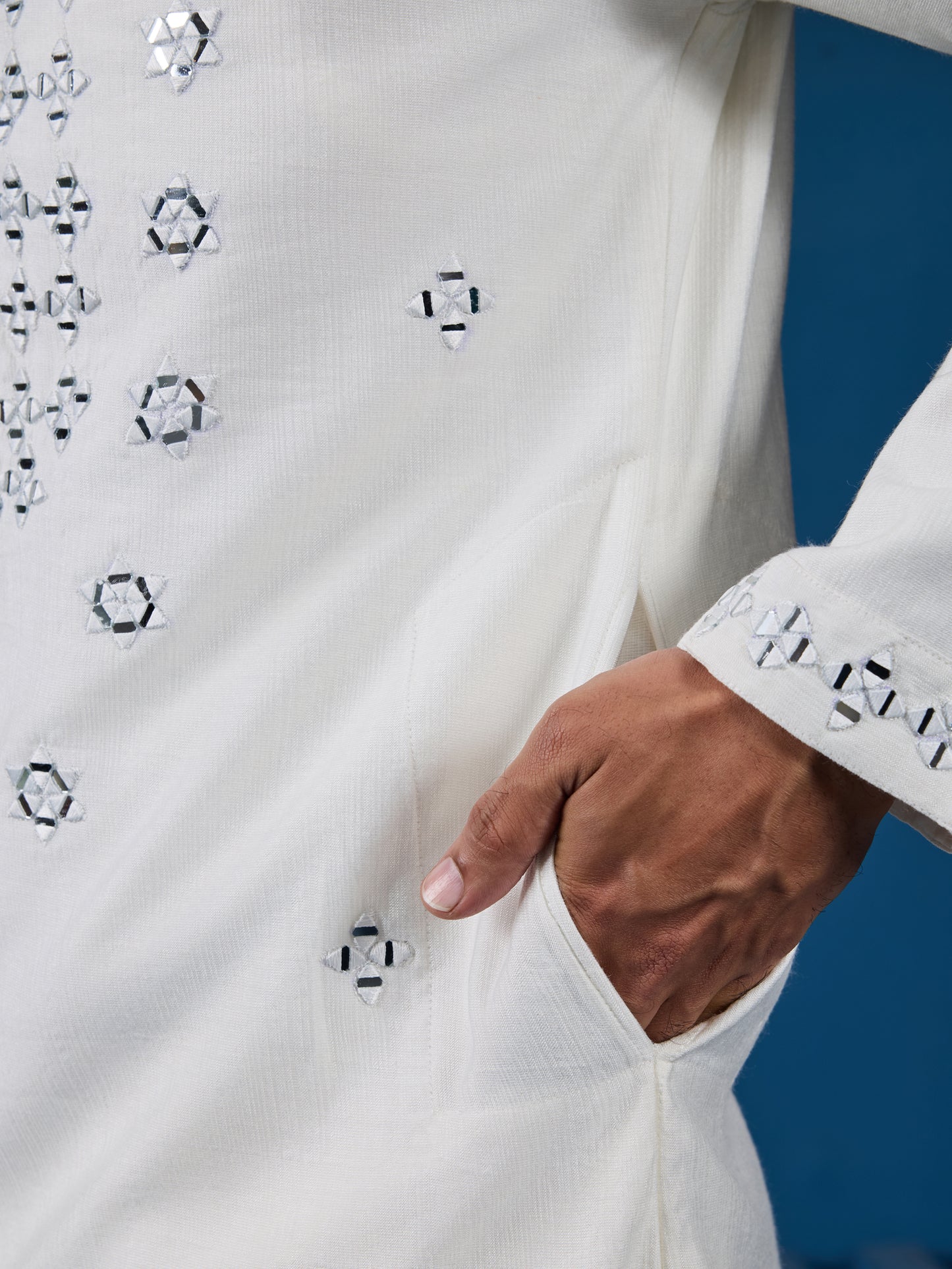 Ivory Mirror Magic Kurta with Bottom – Shine with Subtle Sophistication