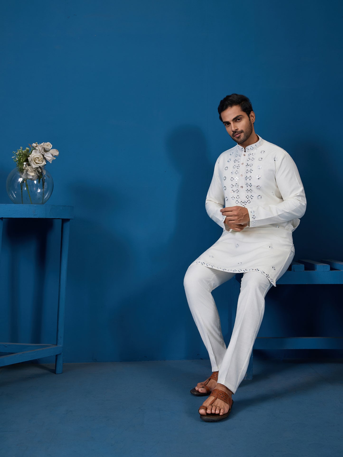 Ivory Mirror Magic Kurta with Bottom – Shine with Subtle Sophistication