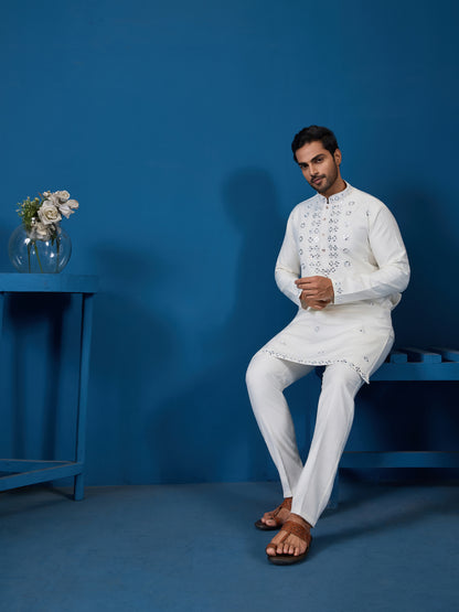 Ivory Mirror Magic Kurta with Bottom – Shine with Subtle Sophistication