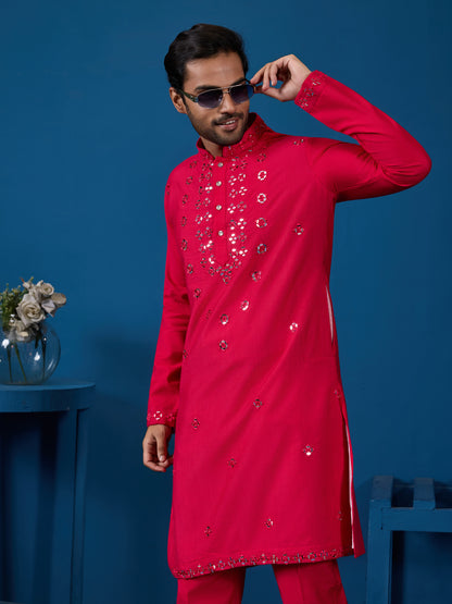 Ravishing Ruby Mirror Kurta With Bottom – Bold. Bright. Unforgettable.