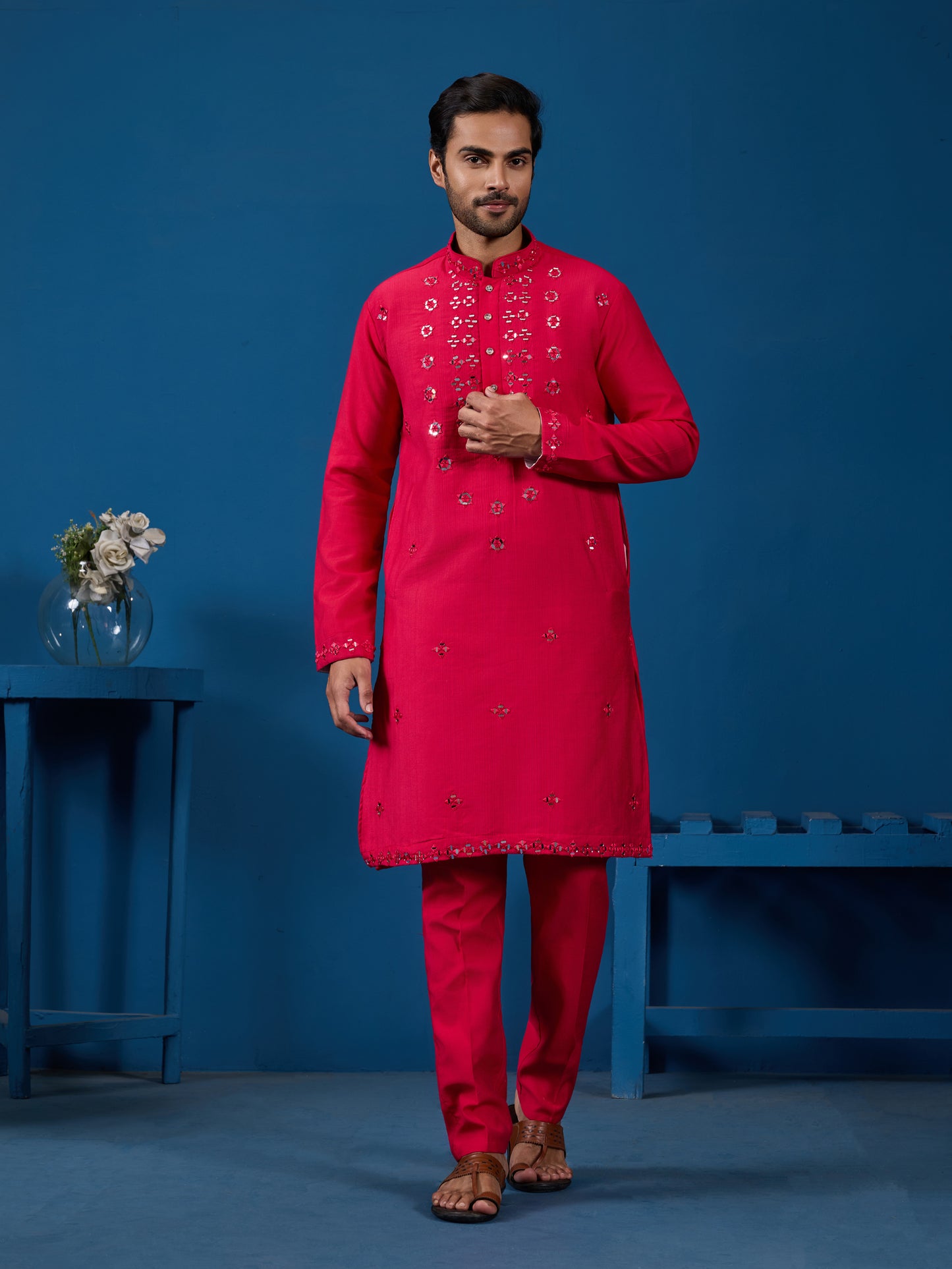 Ravishing Ruby Mirror Kurta With Bottom – Bold. Bright. Unforgettable.