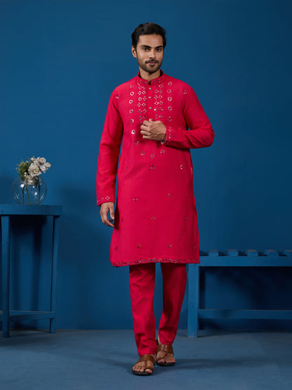 Ravishing Ruby Mirror Kurta With Bottom – Bold. Bright. Unforgettable.