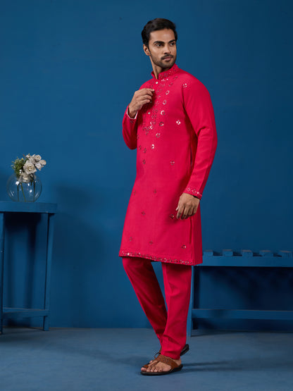 Ravishing Ruby Mirror Kurta With Bottom – Bold. Bright. Unforgettable.