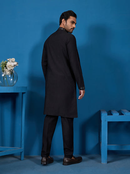 "Midnight Monarch: The Black Mirror Kurta"