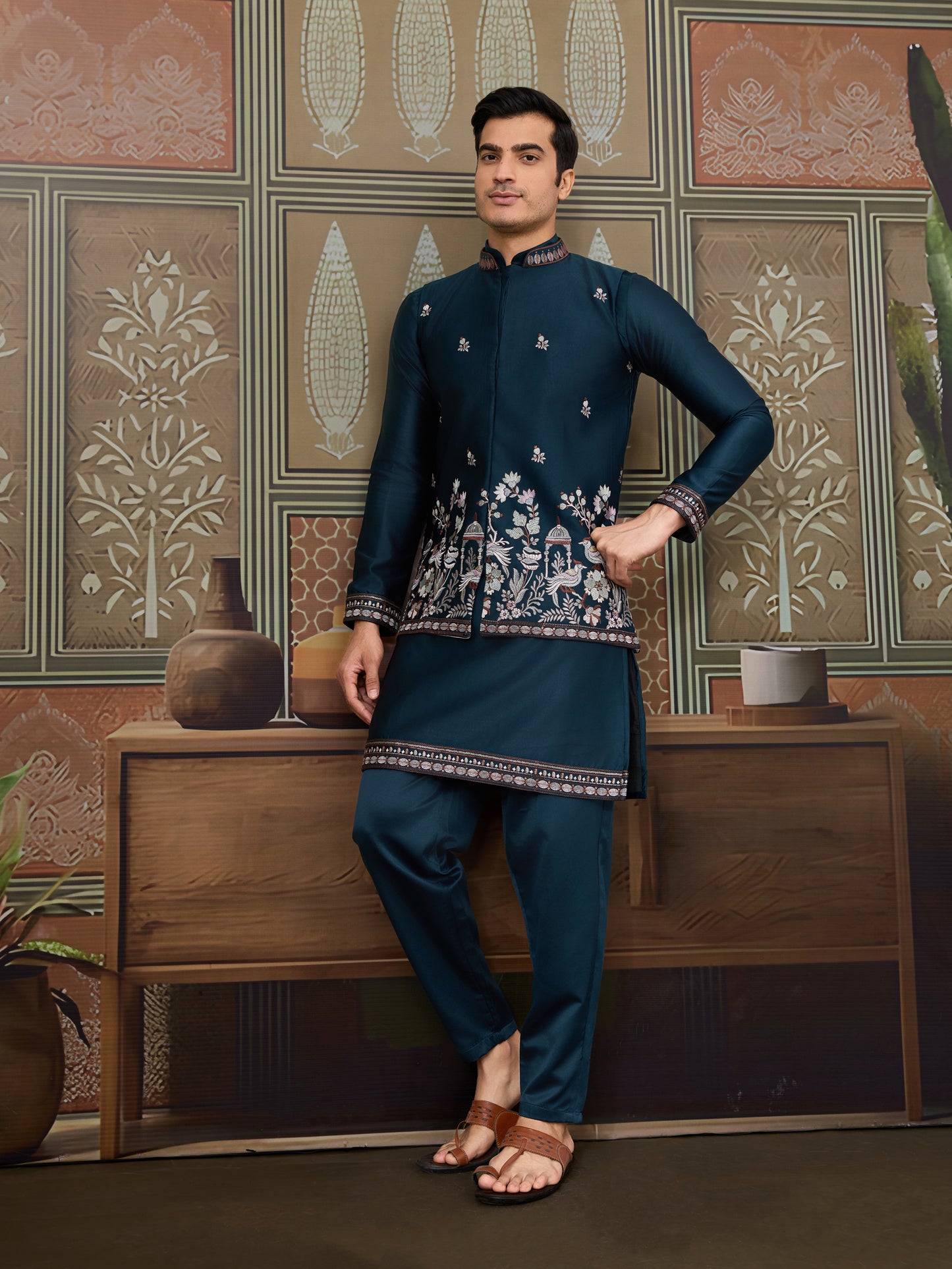 Midnight Blue Embroidered Kurta Set – Classic Elegance with Modern Grace