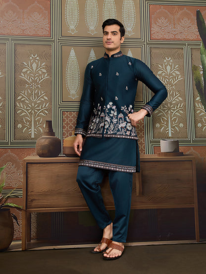 Midnight Blue Embroidered Kurta Set – Classic Elegance with Modern Grace