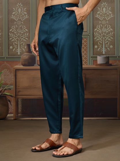 Midnight Blue Embroidered Kurta Set – Classic Elegance with Modern Grace
