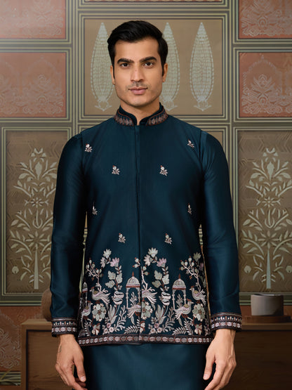 Midnight Blue Embroidered Kurta Set – Classic Elegance with Modern Grace