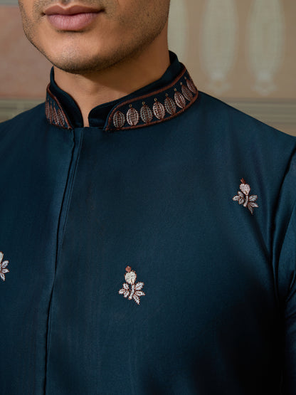 Midnight Blue Embroidered Kurta Set – Classic Elegance with Modern Grace