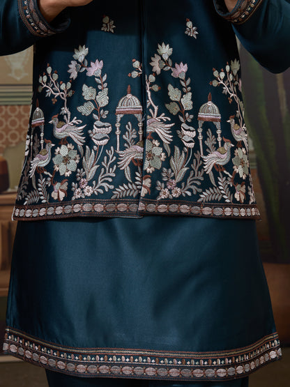 Midnight Blue Embroidered Kurta Set – Classic Elegance with Modern Grace