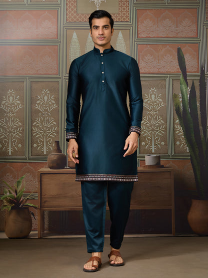 Midnight Blue Embroidered Kurta Set – Classic Elegance with Modern Grace