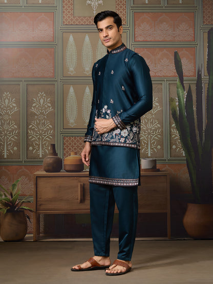 Midnight Blue Embroidered Kurta Set – Classic Elegance with Modern Grace