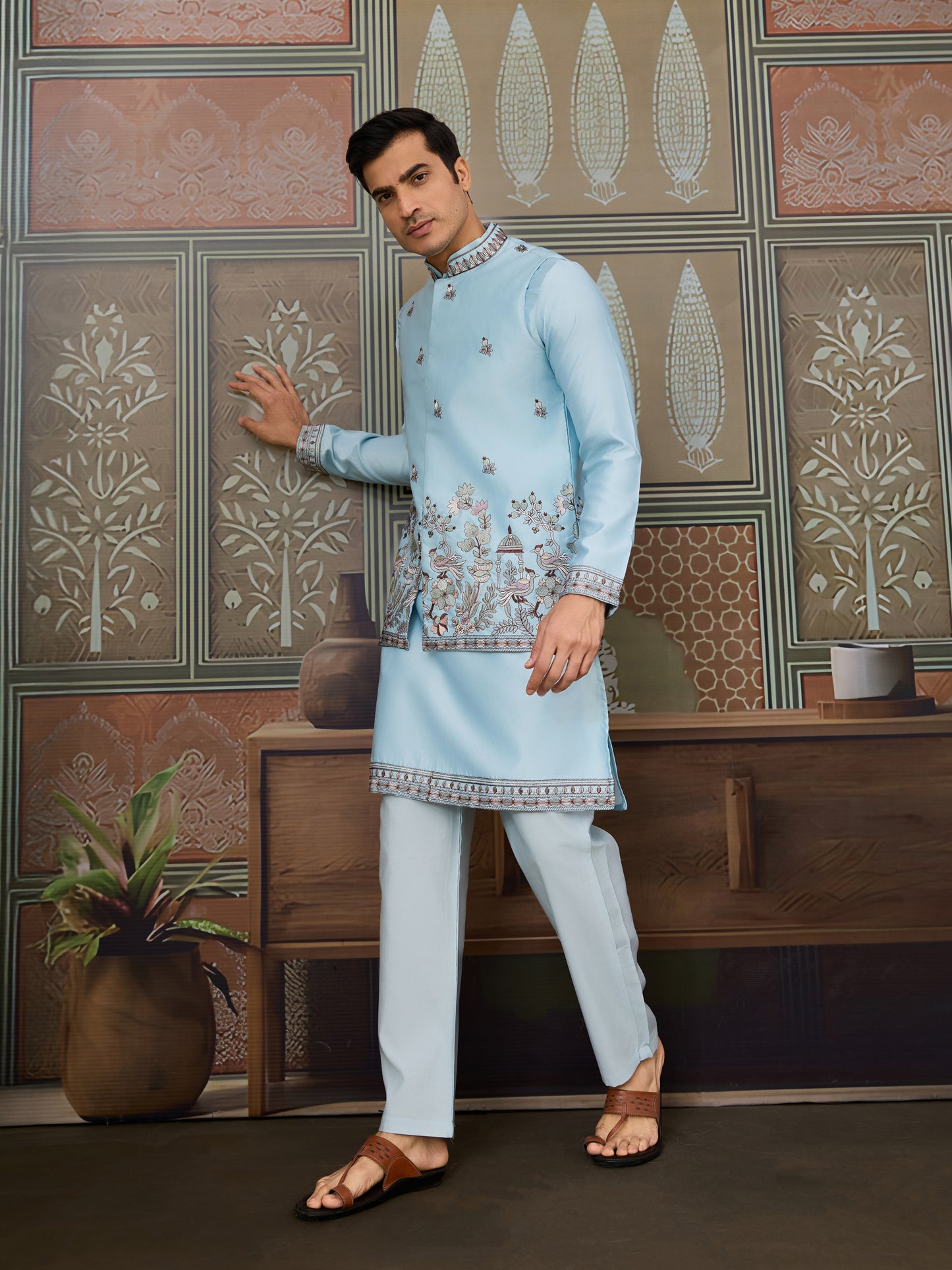 Sky Blue Embroidered Kurta Set – Refreshing Elegance for Every Celebration