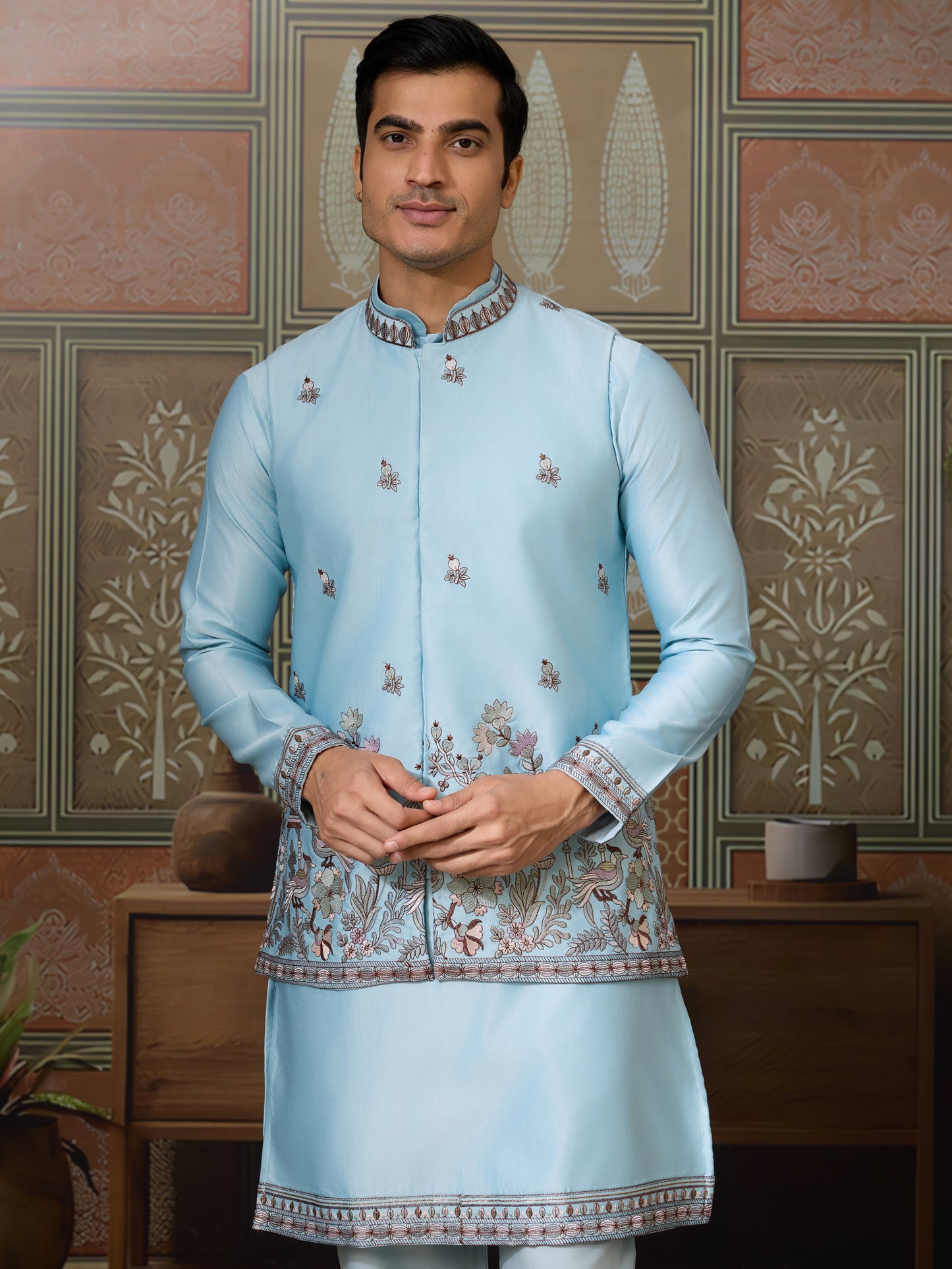 Sky Blue Embroidered Kurta Set – Refreshing Elegance for Every Celebration