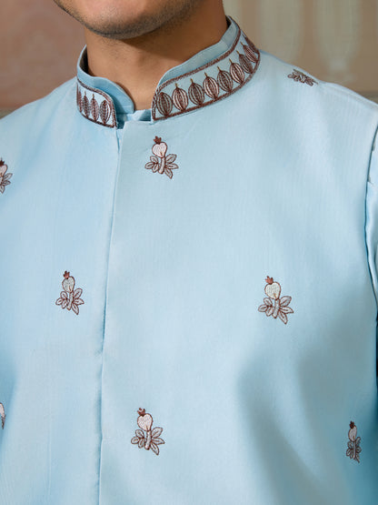 Sky Blue Embroidered Kurta Set – Refreshing Elegance for Every Celebration