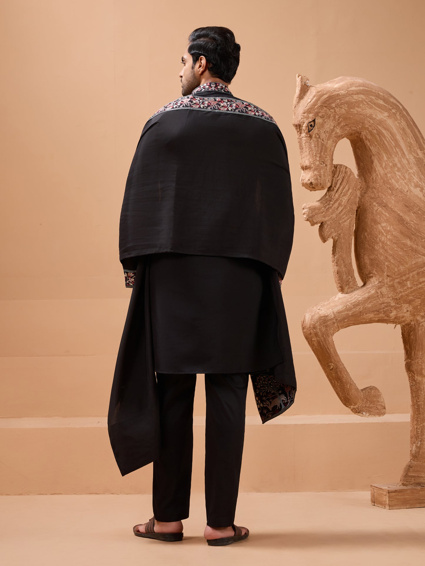 Noir Royal Embroidered Kurta Set – Timeless Black Elegance