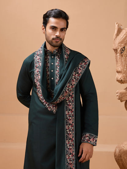 Emerald Heritage Embroidered Kurta Set – Regal Festive Elegance