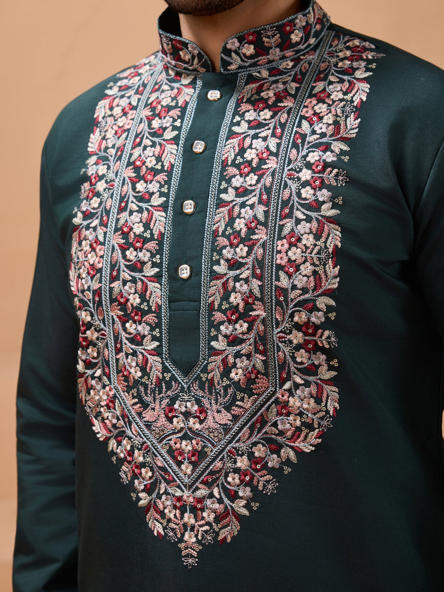 Emerald Heritage Embroidered Kurta Set – Regal Festive Elegance