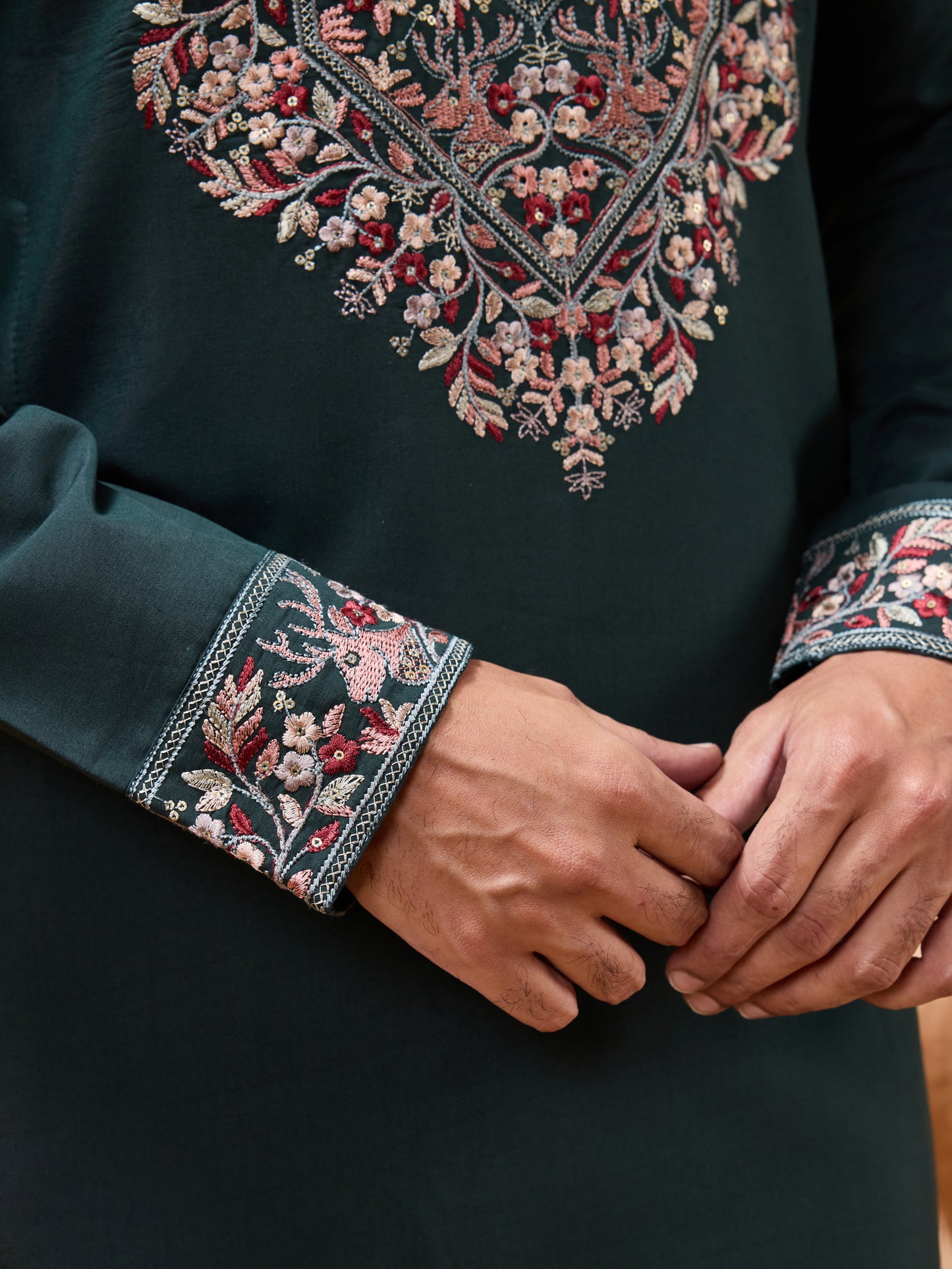 Emerald Heritage Embroidered Kurta Set – Regal Festive Elegance