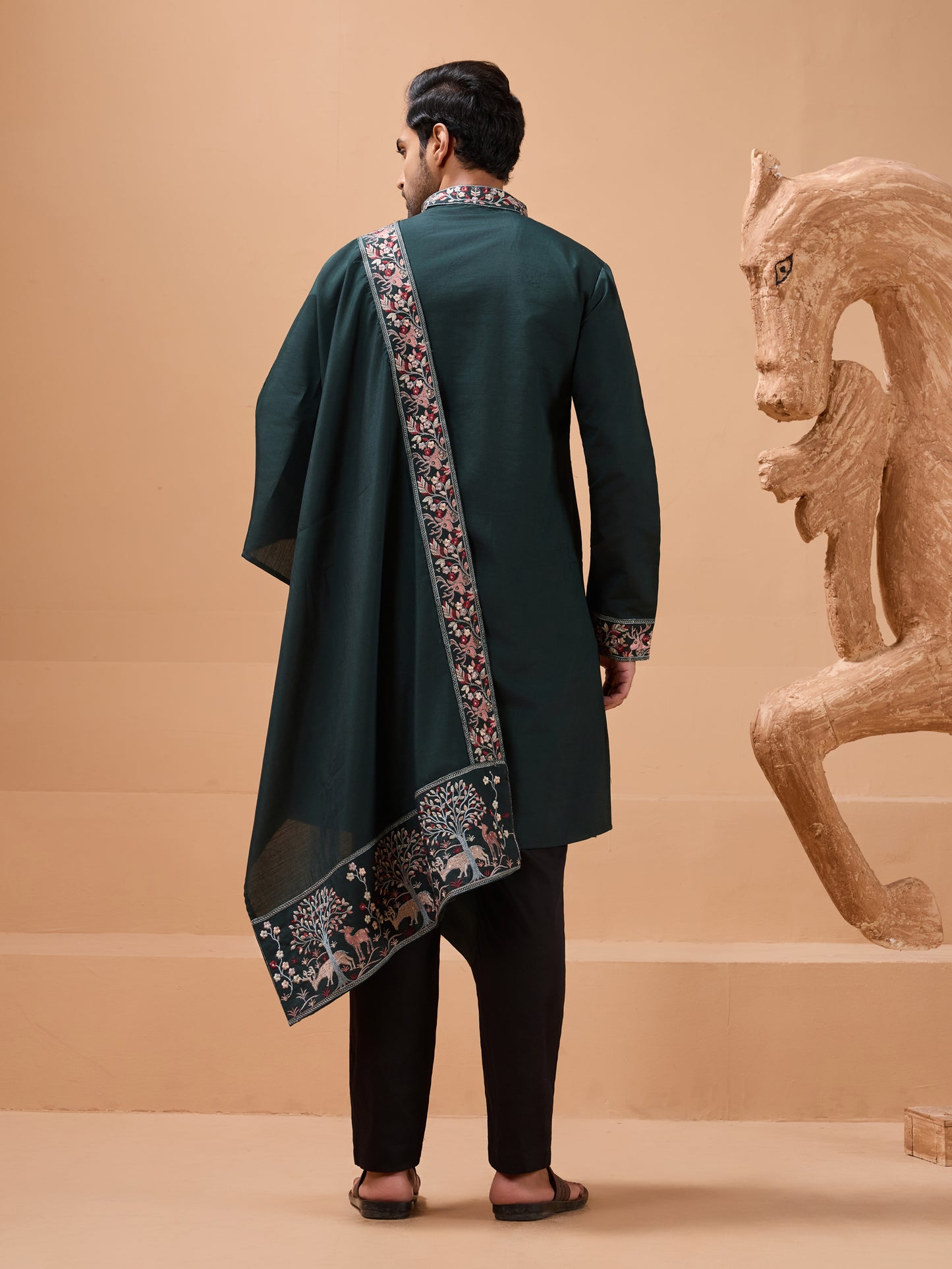 Emerald Heritage Embroidered Kurta Set – Regal Festive Elegance