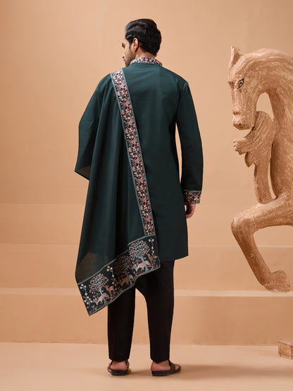 Emerald Heritage Embroidered Kurta Set – Regal Festive Elegance