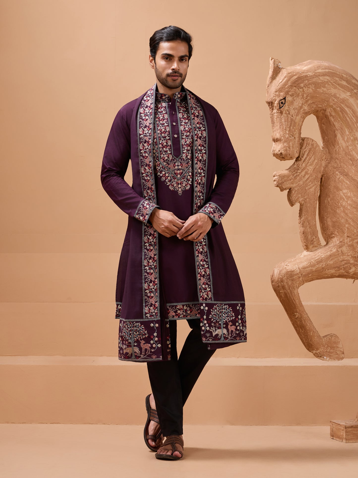 Imperial Purple Embroidered Kurta Set – Royal Festive Statement