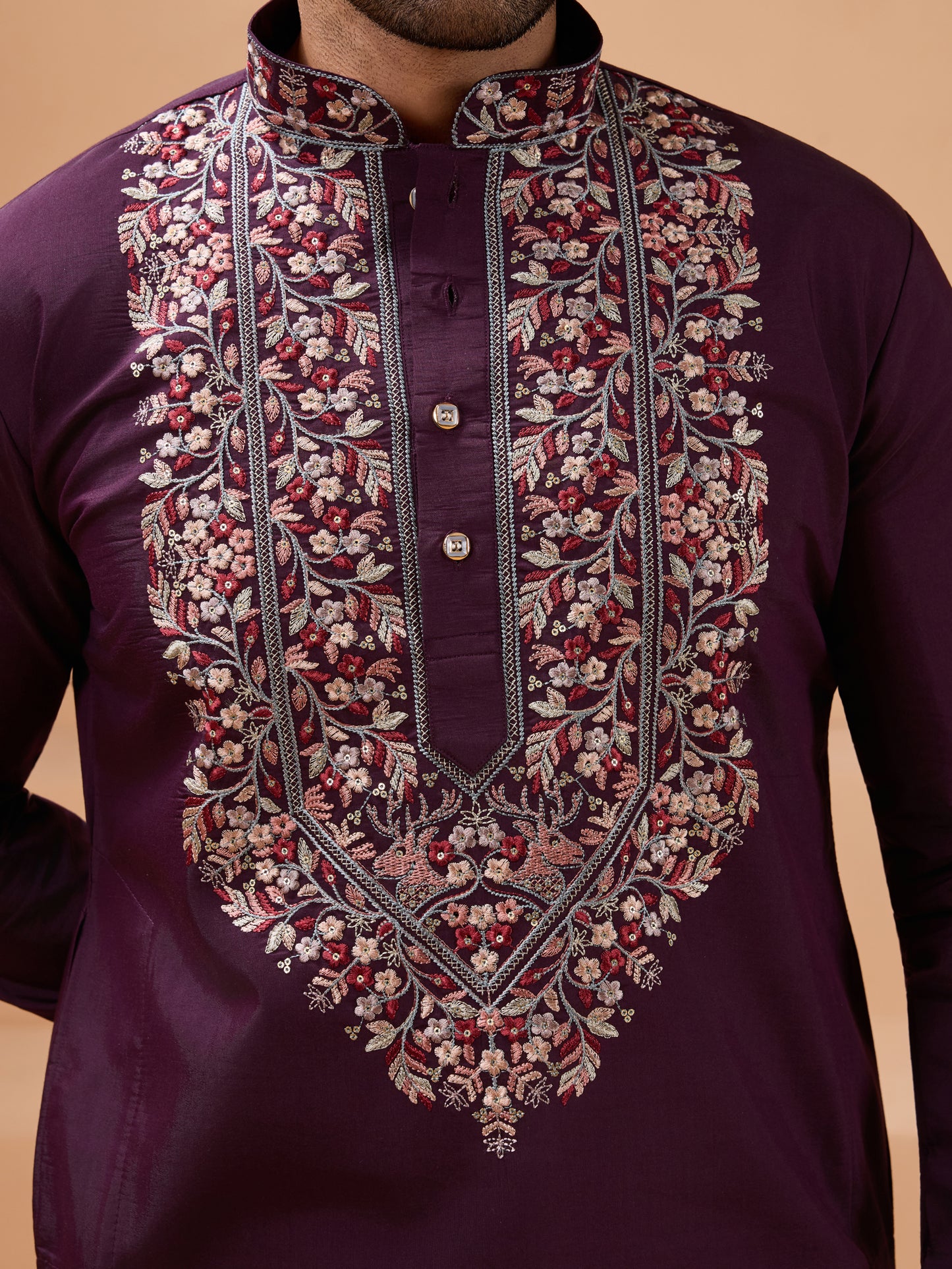 Imperial Purple Embroidered Kurta Set – Royal Festive Statement