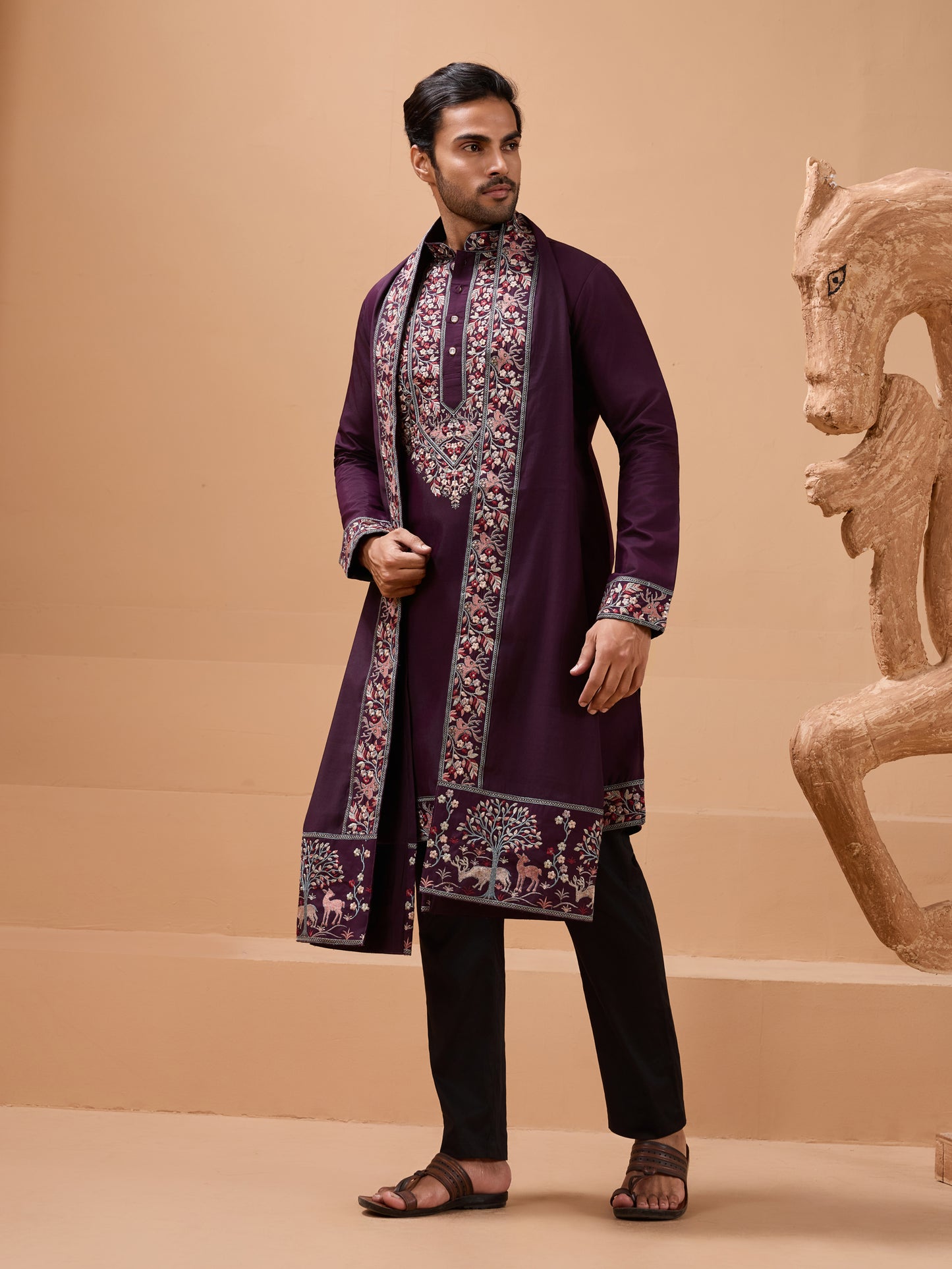 Imperial Purple Embroidered Kurta Set – Royal Festive Statement