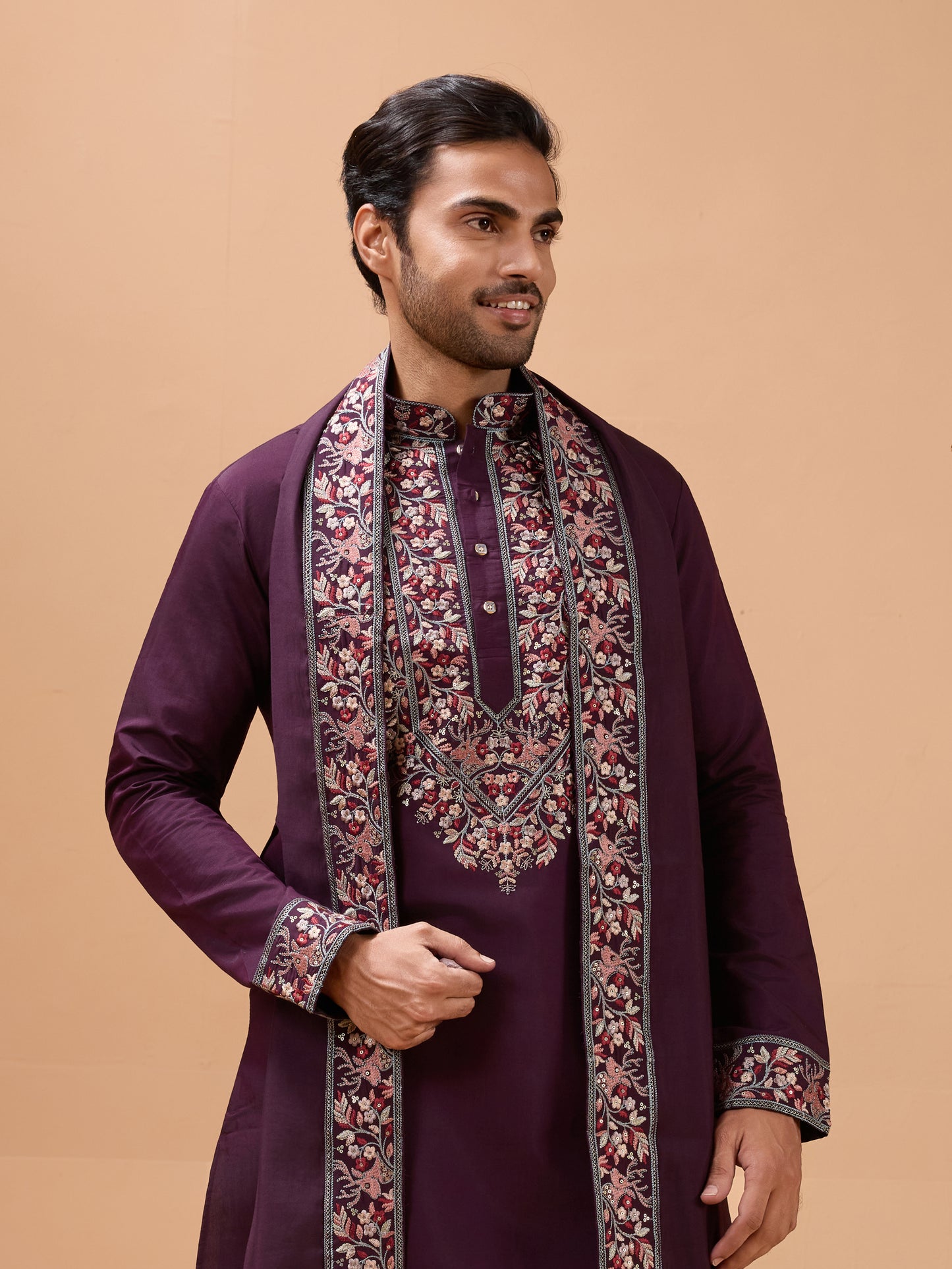 Imperial Purple Embroidered Kurta Set – Royal Festive Statement