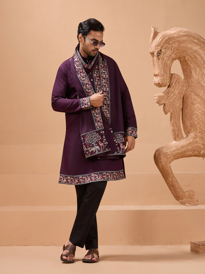 Imperial Purple Embroidered Kurta Set – Royal Festive Statement