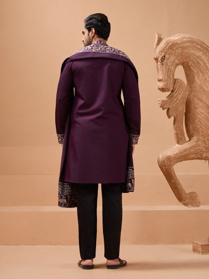 Imperial Purple Embroidered Kurta Set – Royal Festive Statement