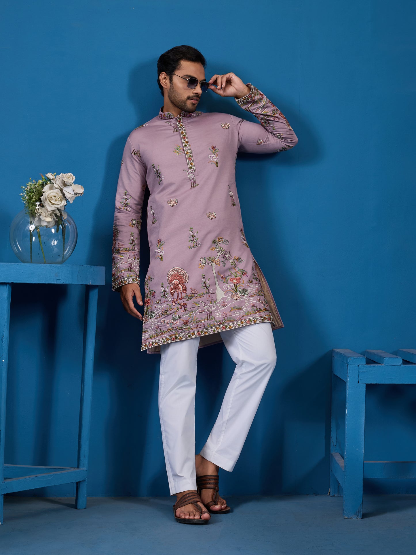Royal Lilac Embroidered Kurta – Perfect for Wedding Season Vibes