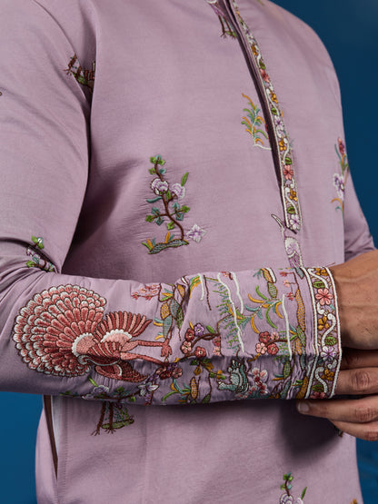 Royal Lilac Embroidered Kurta – Perfect for Wedding Season Vibes